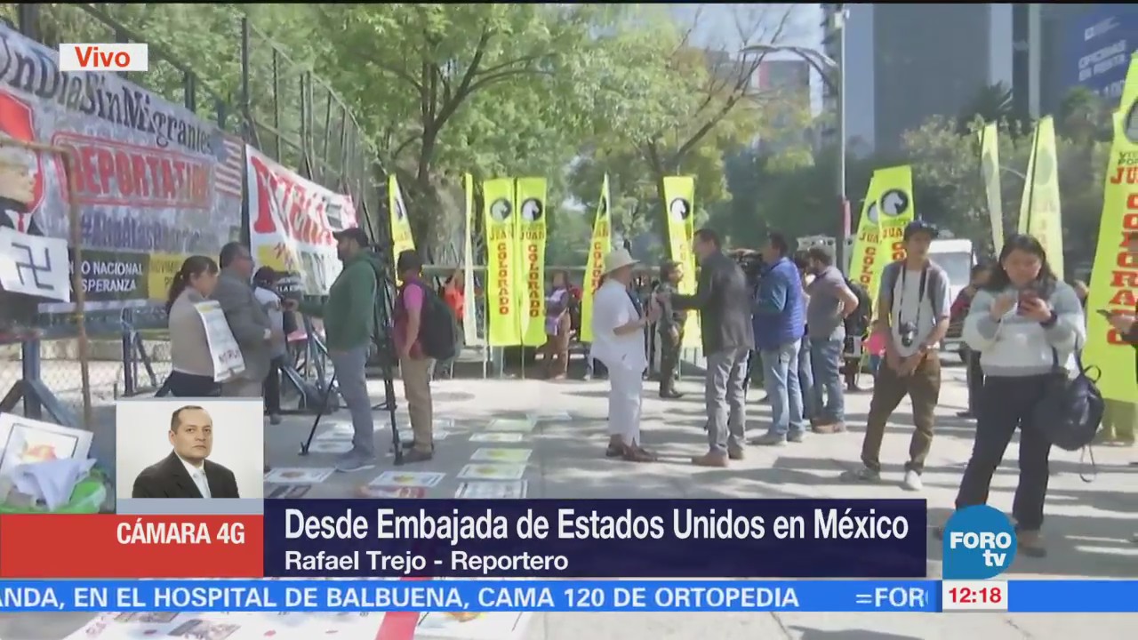 Organizaciones protestan contra políticas de Trump en embajada de EU en México