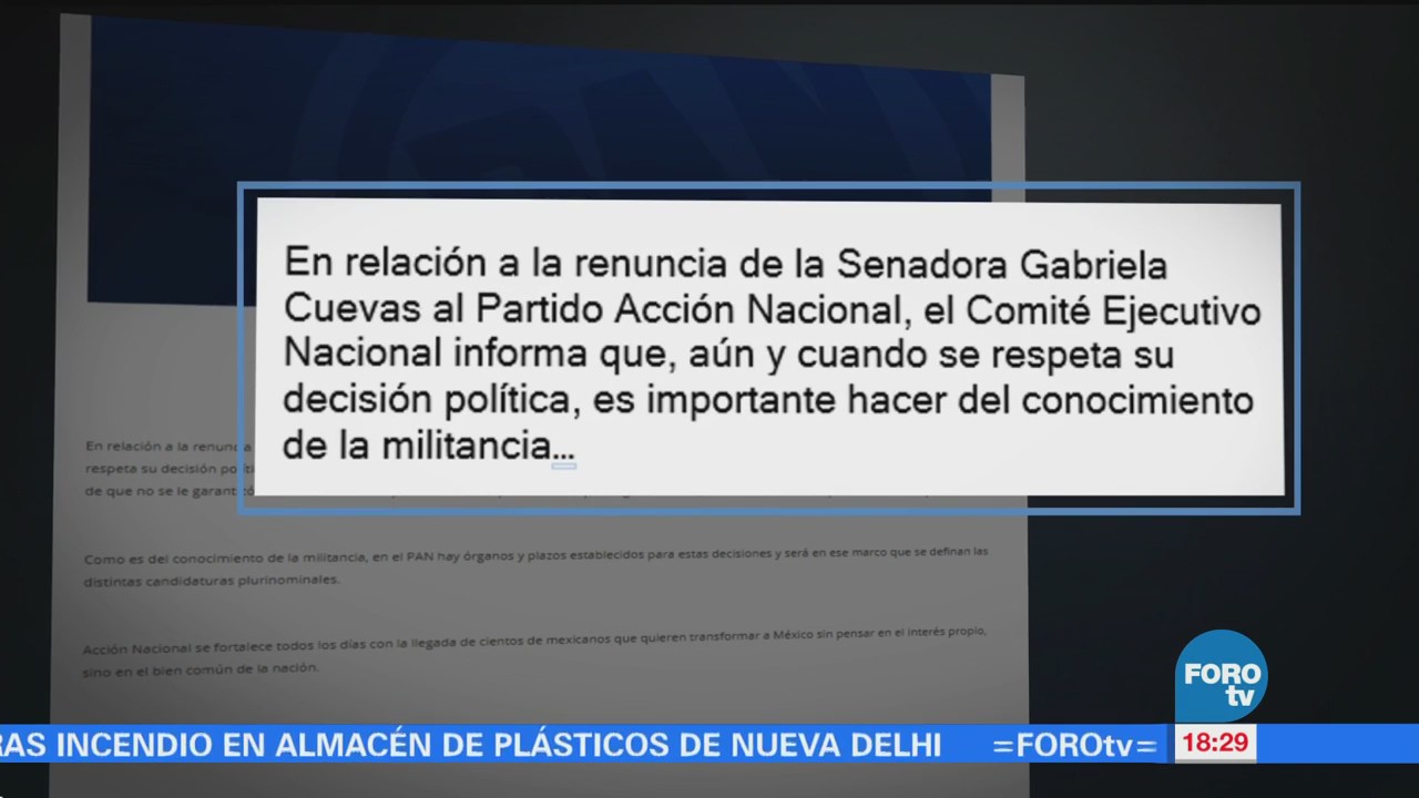 PAN respeta decisión de Gabriela Cuevas