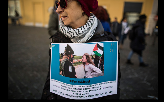 Protestas en Italia a favor de Ahed Tamimi. (Getty Images, archivo)
