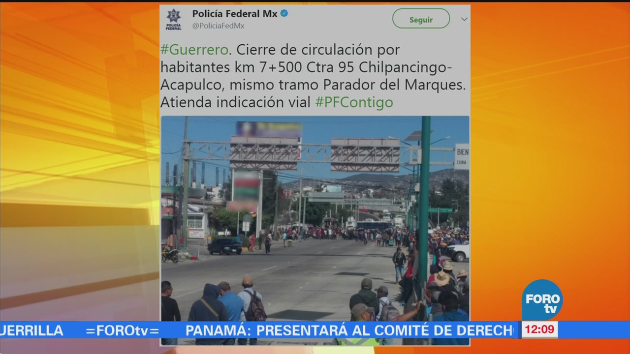 Reportan bloqueo en la Autopista del Sol, en Guerrero