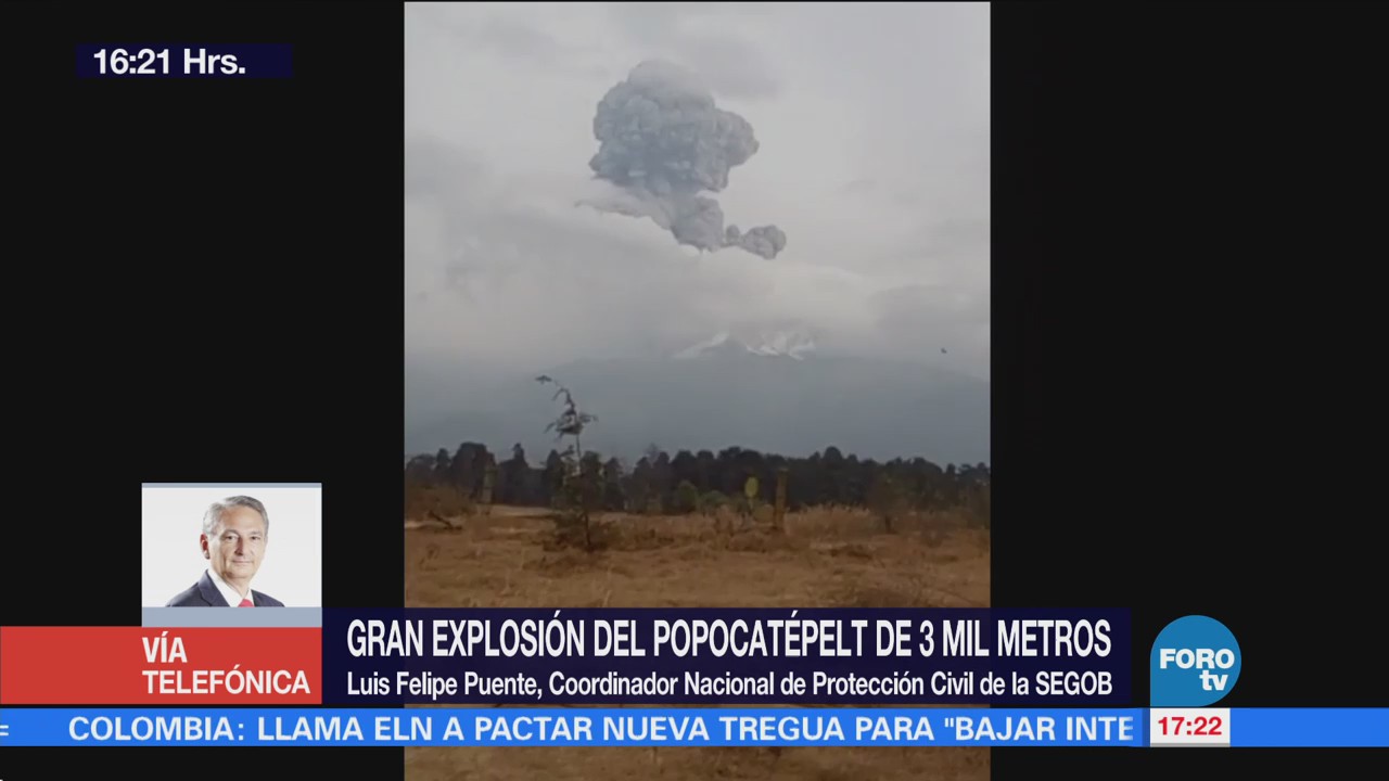 Se prevé caída de ceniza por actividad del Popocatépetl: Luis Felipe Puente