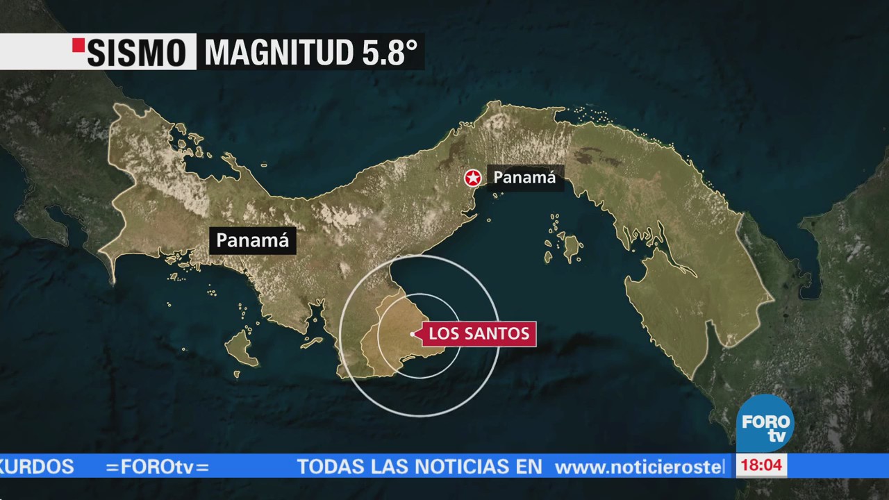 Se registra un sismo magnitud 5.8 en Panamá