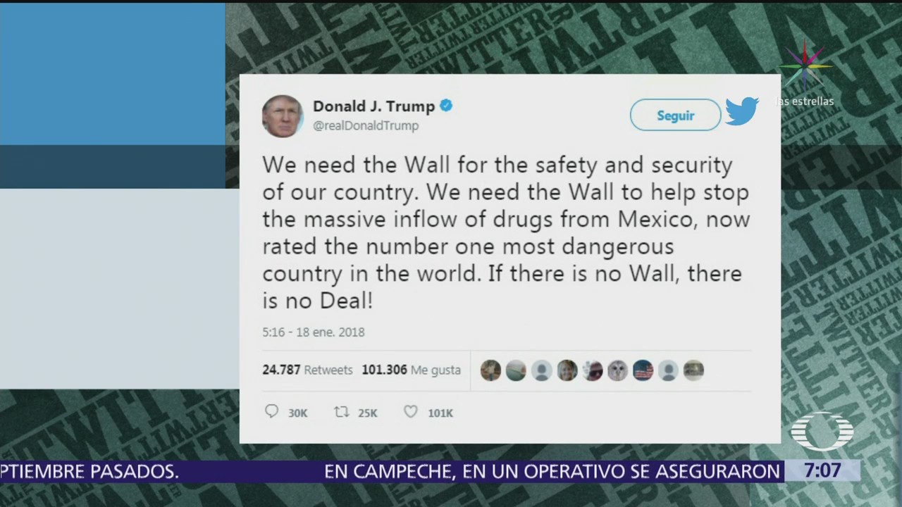 Trump dice que México es el país más peligroso, la SRE responde