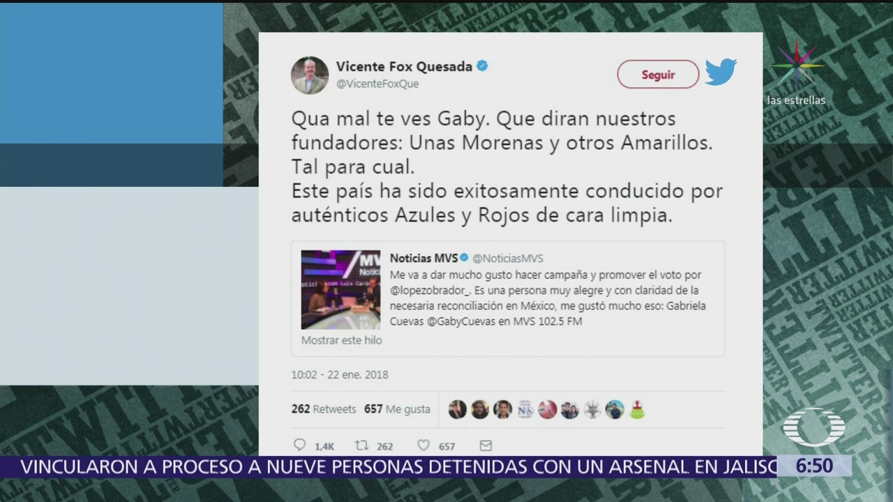 Vicente Fox reclama a Gabriela Cuevas por su salida del PAN