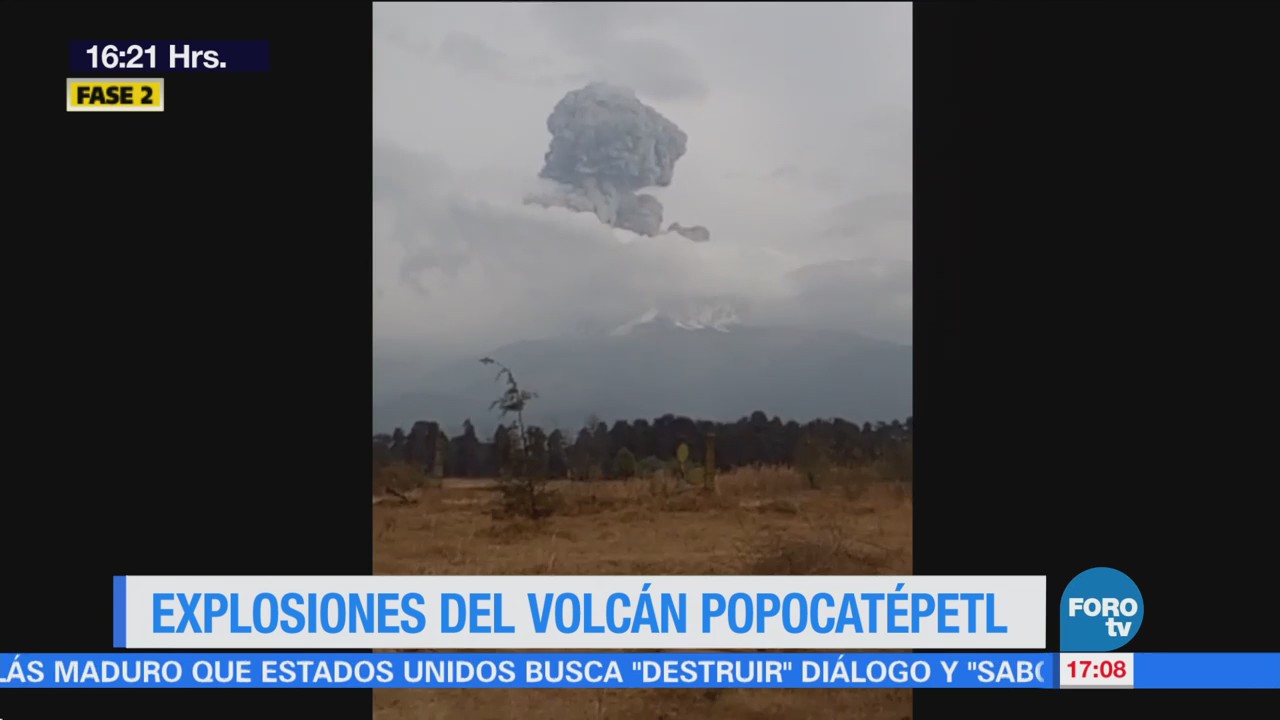 Volcán Popocatépetl registra explosión de tres mil metros