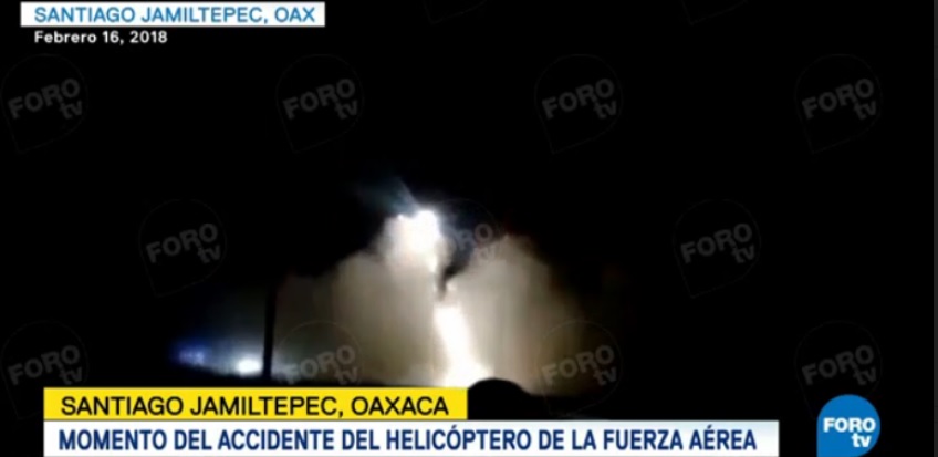 Captan momento del accidente de helicóptero en Oaxaca
