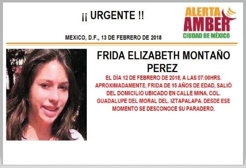 Activan Alerta Ámber para localizar a Frida Montaño
