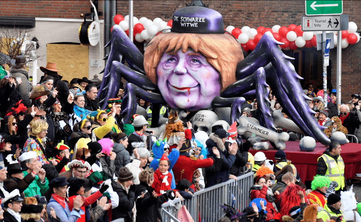Angela Merkel estaba representada como una araña de la especie viuda negra