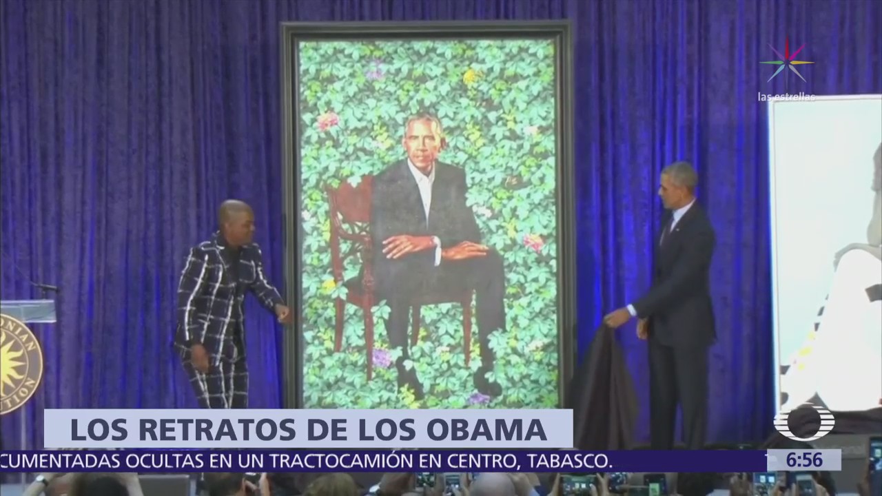 Develan retratos oficiales de los Obama en el Museo Smithsoniano de Washington