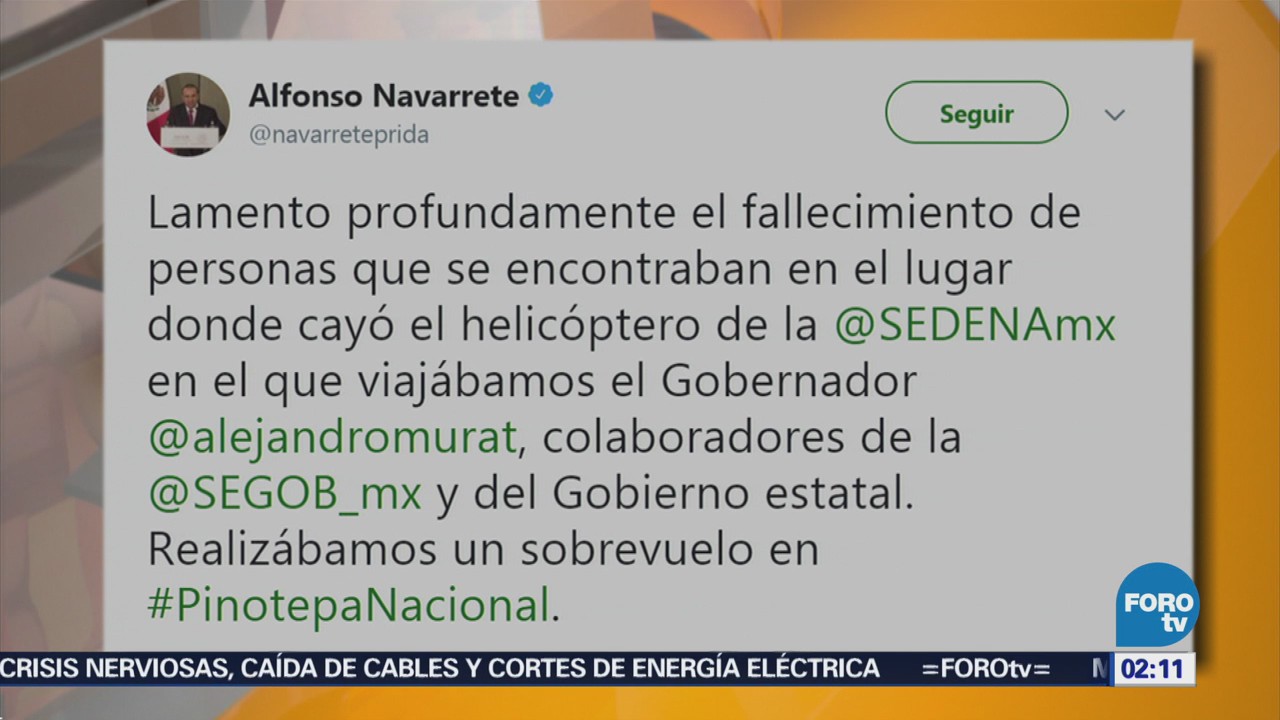Funcionarios Expresan Condolencias Desplome Helicóptero Oaxaca