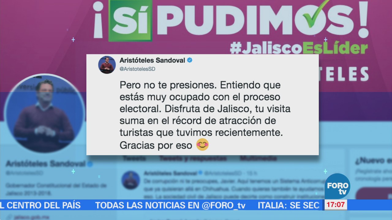Gobernadores de Jalisco y Chihuahua se confrontan en Twitter