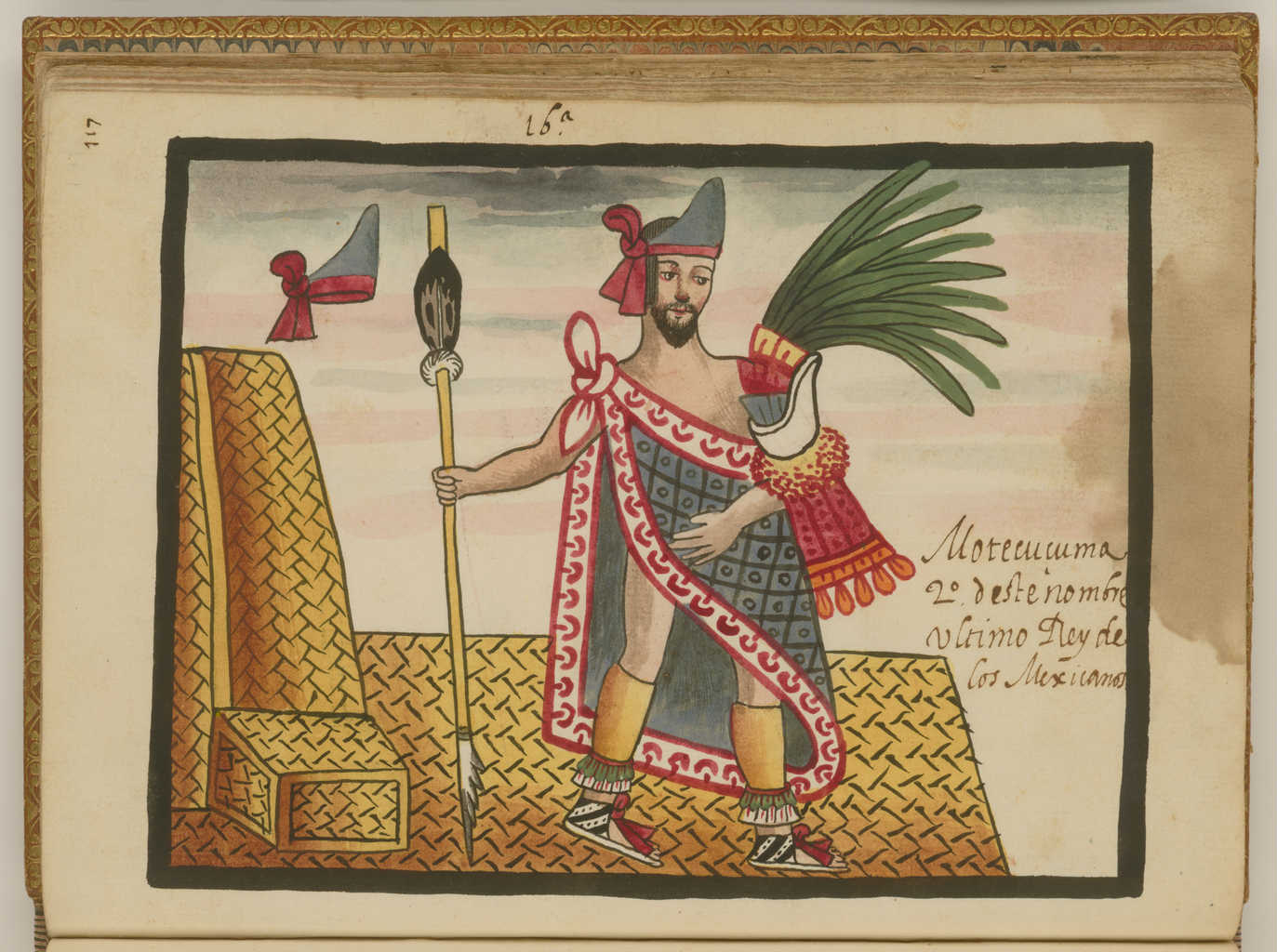 Ilustracion-emperador-azteca-moctezuma-por-espanoles-durante-la-conquista-de-mexico