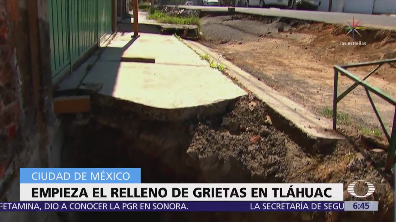 Inician trabajos para rellenar grietas en Tláhuac tras sismo 19S