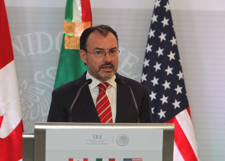 Luis Videgaray, canciller de México, en conferencia de prensa (SRE)