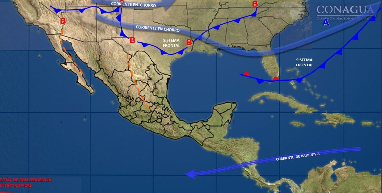 Entrada de nuevo frente frío provocará lluvias aisladas en México