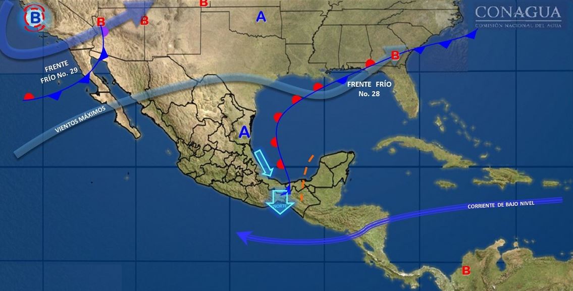 Dos frentes fríos dejarán lluvias y bajas temperaturas en México