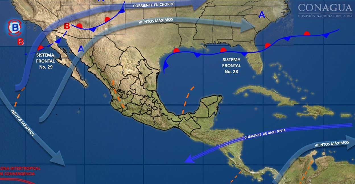 Frente frío 29 provocará lluvias México