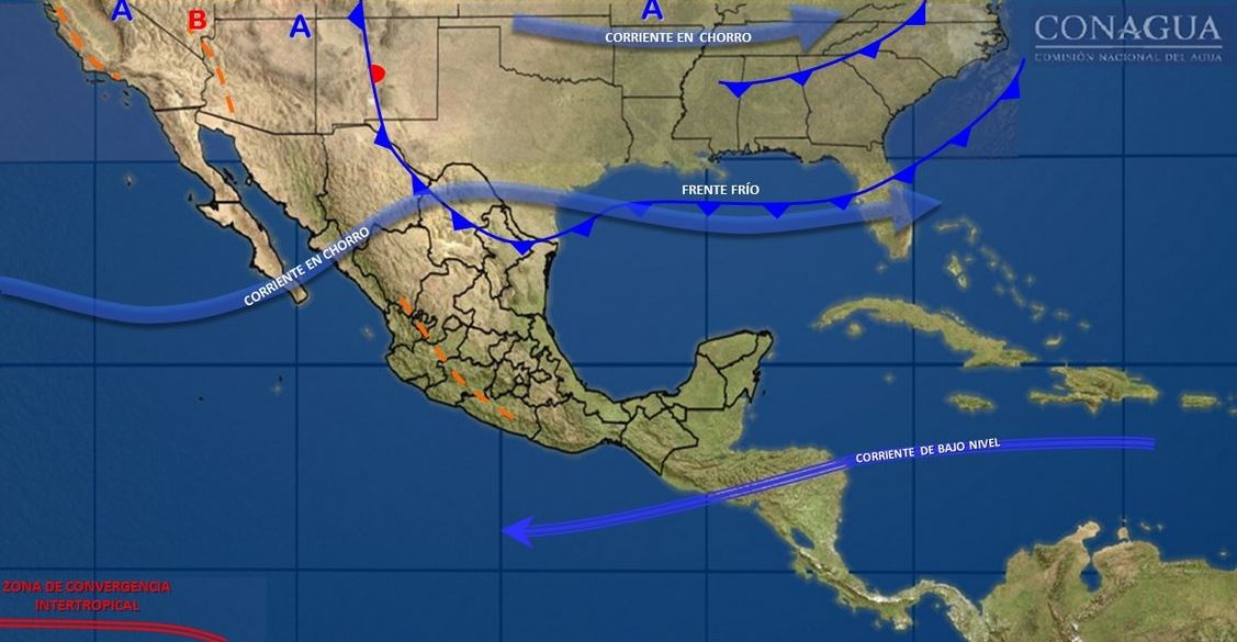 Mapa con el pronóstico del clima para este 5 de febrero; continuarán temperaturas de cálidas a calurosas en México. (SMN) Continuarán temperaturas de cálidas a calurosas en la mayor parte de México