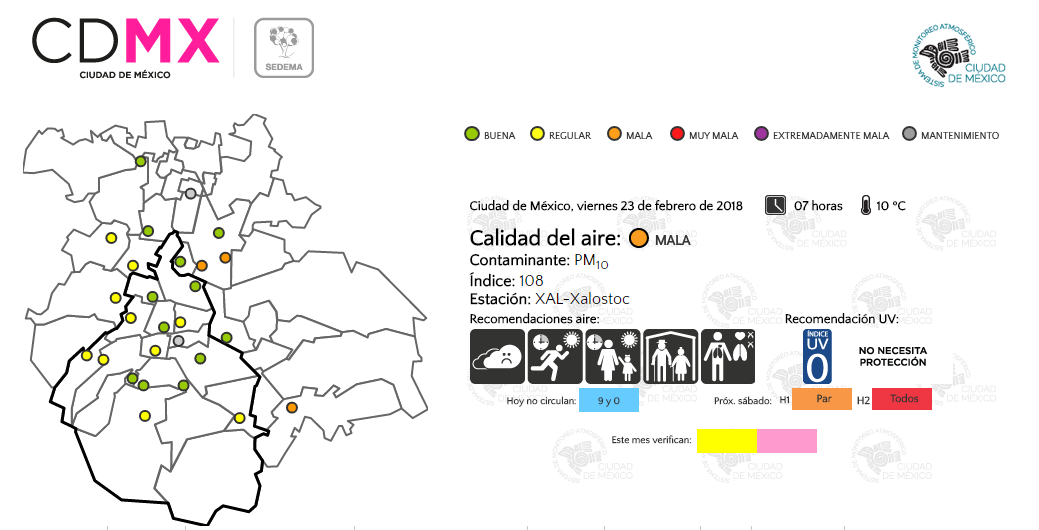 Se registra mala calidad del aire en Ecatepec y Chalco