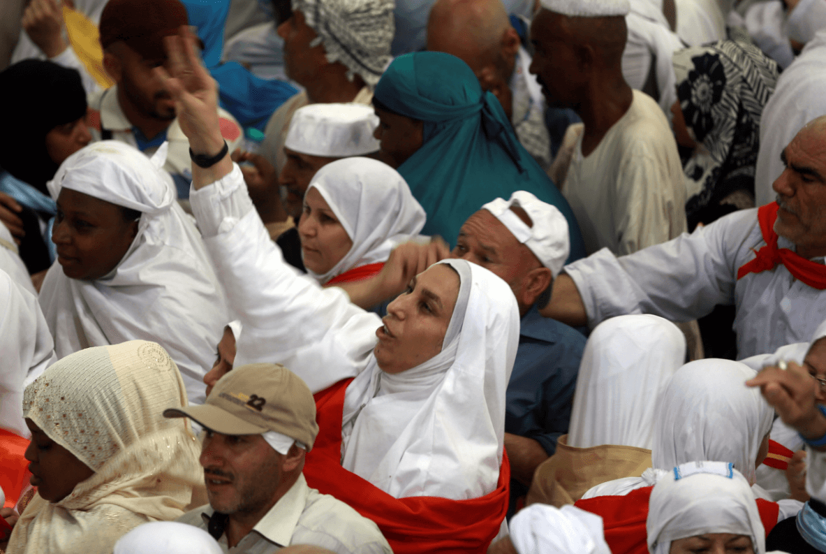 Musulmanes durante peregrinación a La Meca
