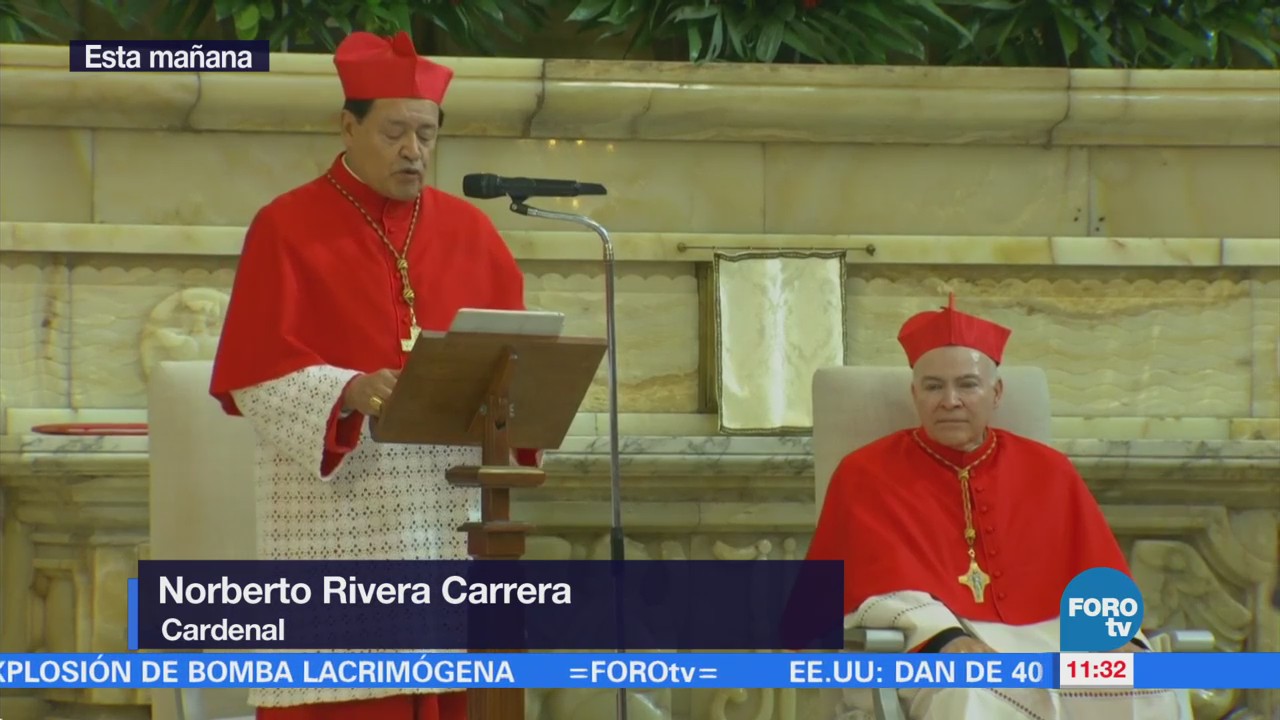 Norberto Rivera ofrece mensaje durante toma de posesión del Arzobispo Aguiar
