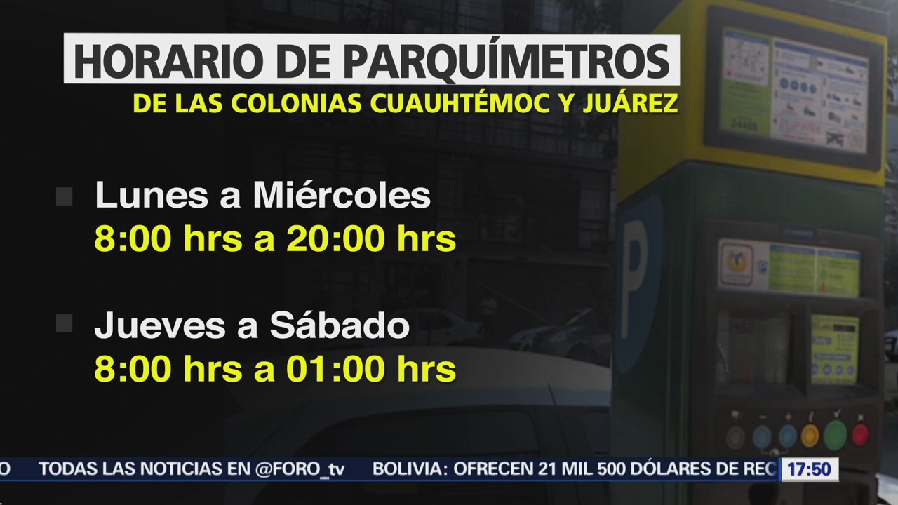 Nuevo Horario Parquímetros Colonias Cuauhtémoc Juárez