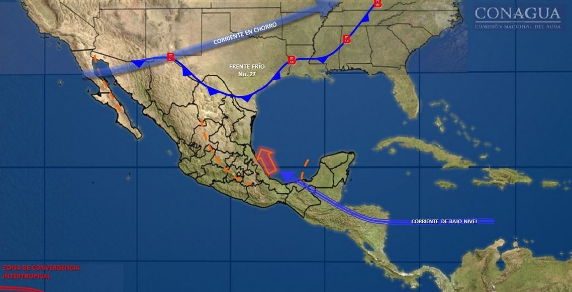 Frente frío 27 provoca nueva baja de temperatura en México