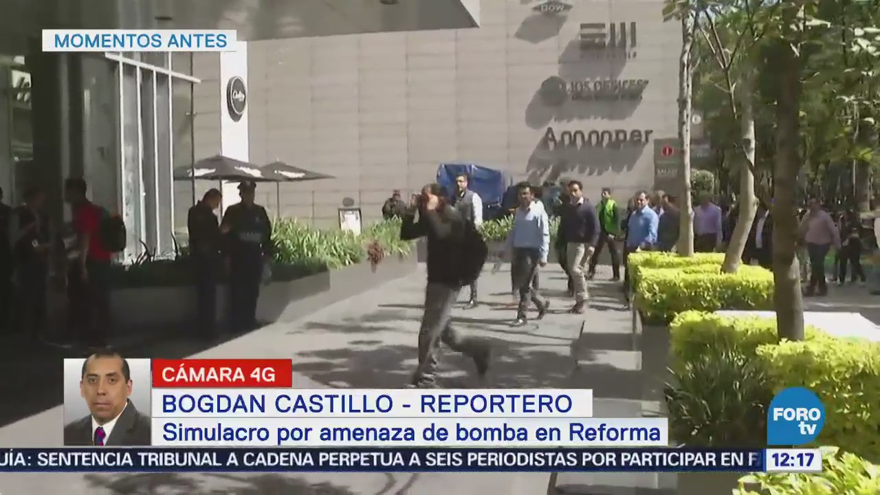 Realizan simulacro de amenaza de bomba en edificio de Reforma, CDMX