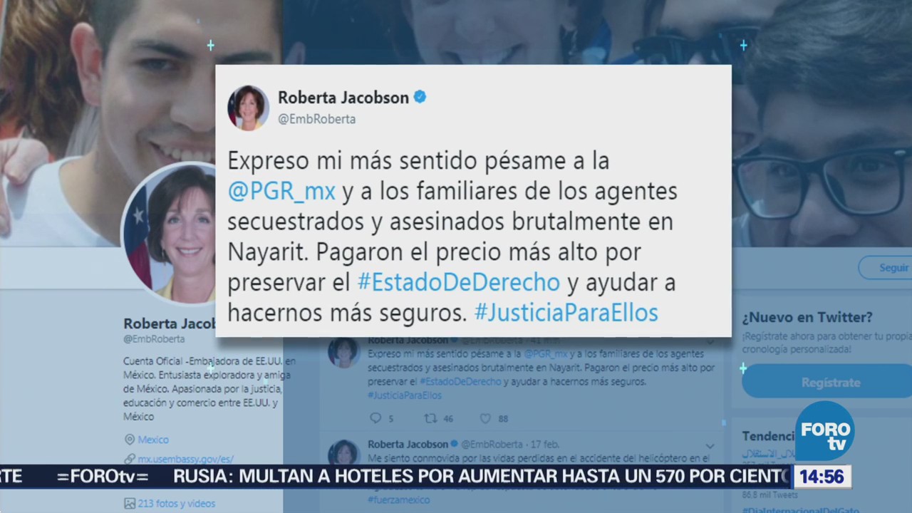 Roberta Jacobson Justicia Agentes Asesinados Nayarit