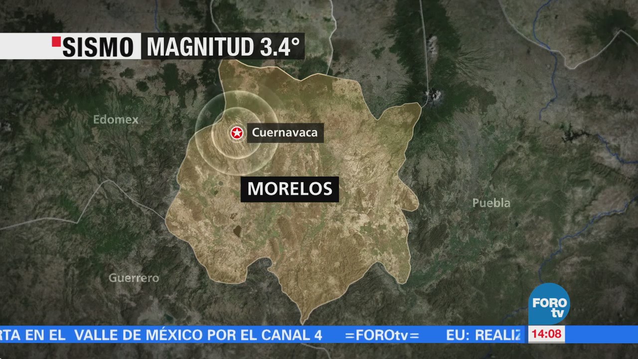 Se registra sismo de magnitud 3.4 en Cuernavaca
