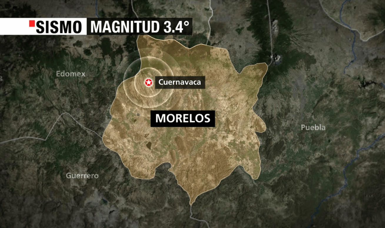 Un sismo de magnitud 3.4 se registra en Cuernavaca, Morelos