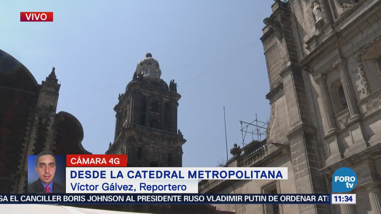 Acordonan el frente de la catedral metropolitana tras caída de rayo