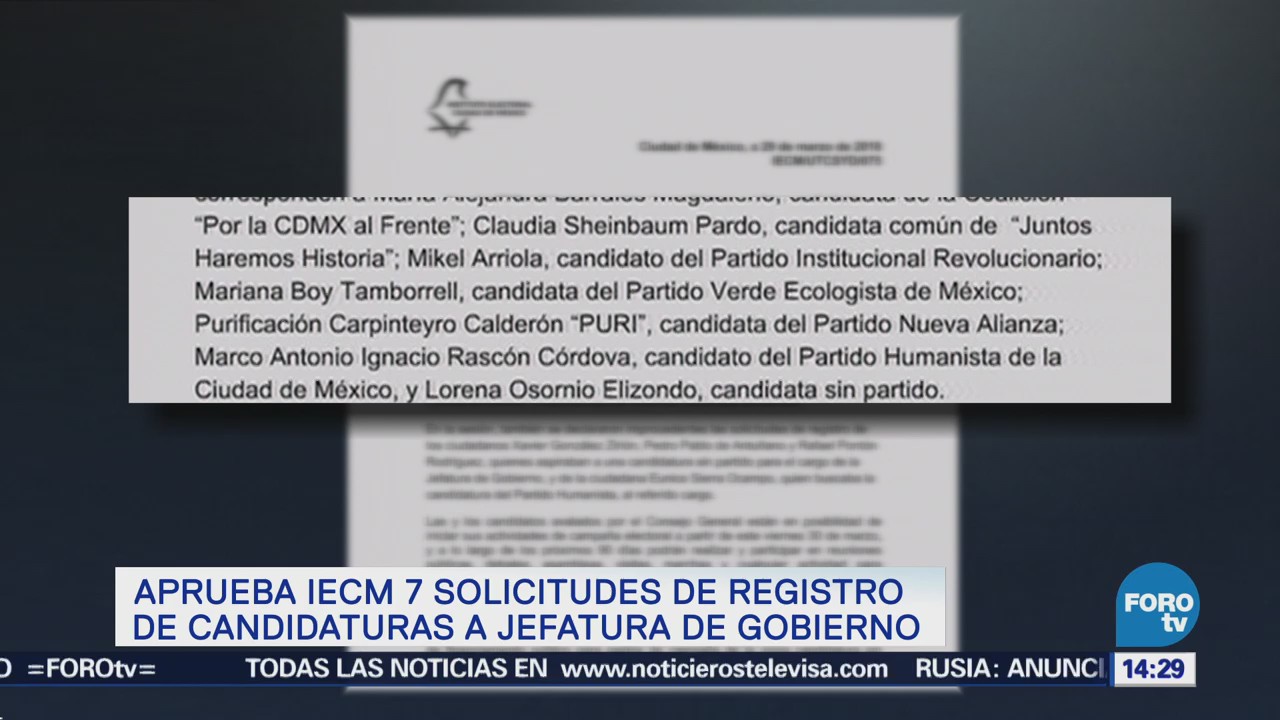 Aprueba IECM siete solicitudes de candidaturas a la jefatura de la CDMX