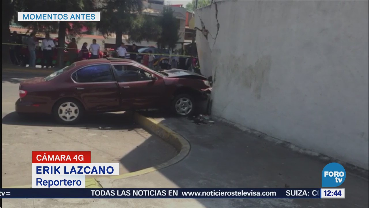 Auto choca contra pared en la colonia Paseos de Churubusco, CDMX