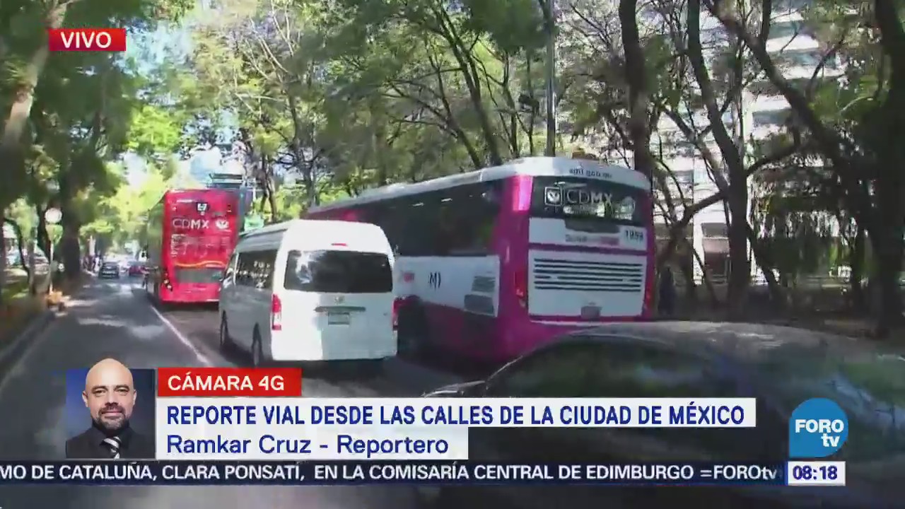 Automóviles y camiones invaden carril del Metrobús en Paseo de la Reforma, CDMX