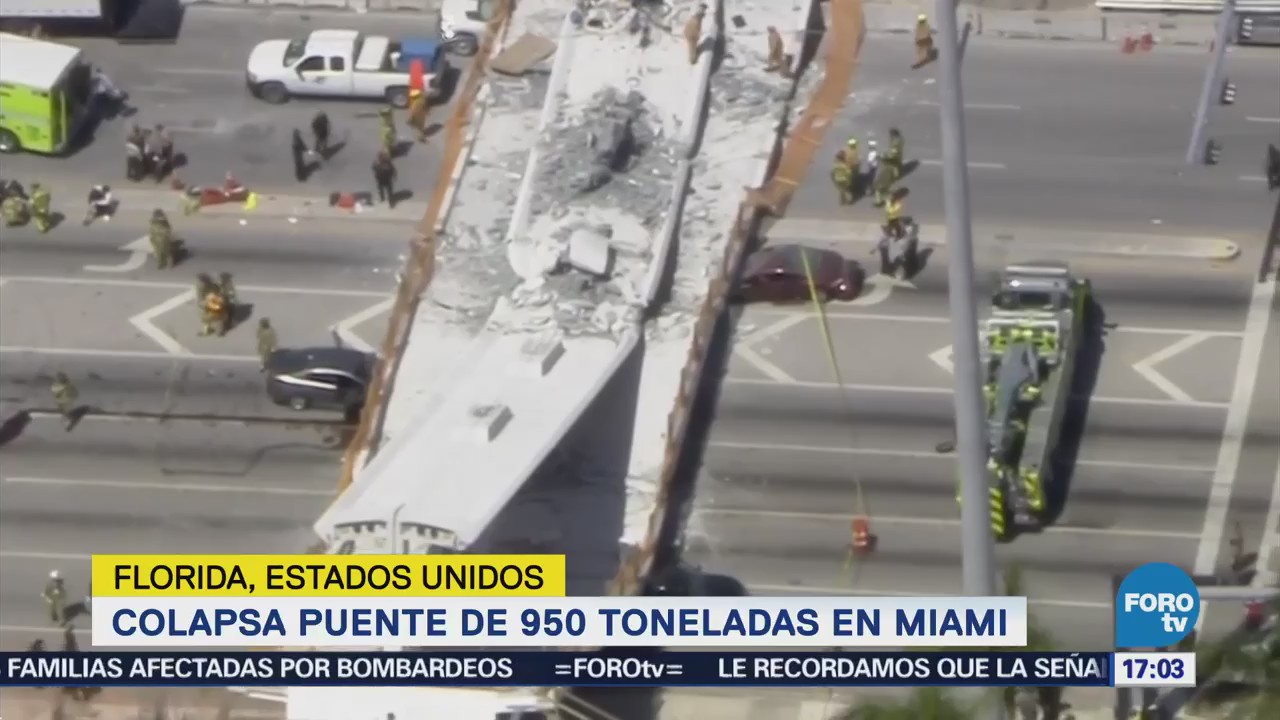 Colapsa puente de 950 toneladas en Miami