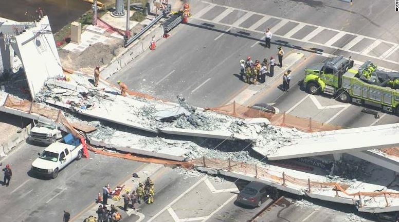 Colapsa puente peatonal en Universidad de Florida; hay 6 lesionados