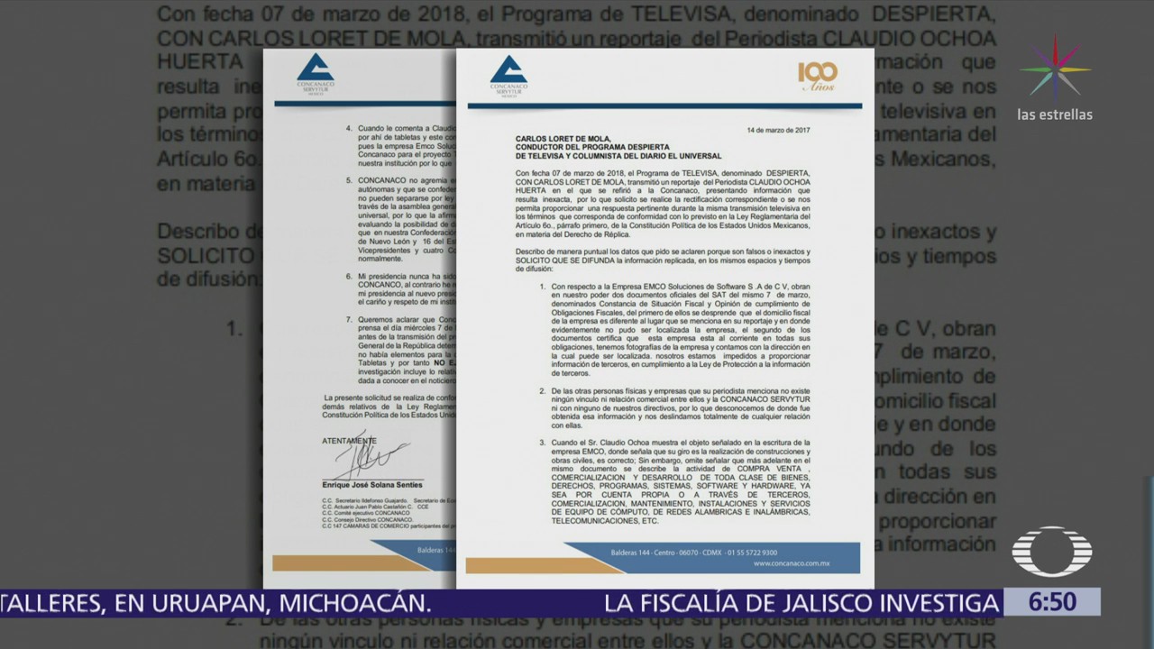 Concanaco no ha difundido documentos tras reportaje de 'Despierta' que destapó desvío de recursos