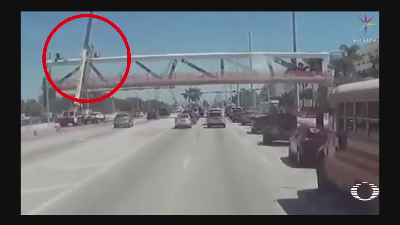 Difunden video del colapso de un pueDifunden video del colapso de un puente peatonal en Miaminte peatonal en Miami
