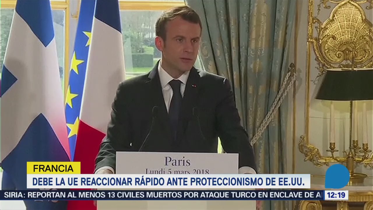 Emmanuel Macron pide a la Unión Europea reaccionar ante aumento de aranceles