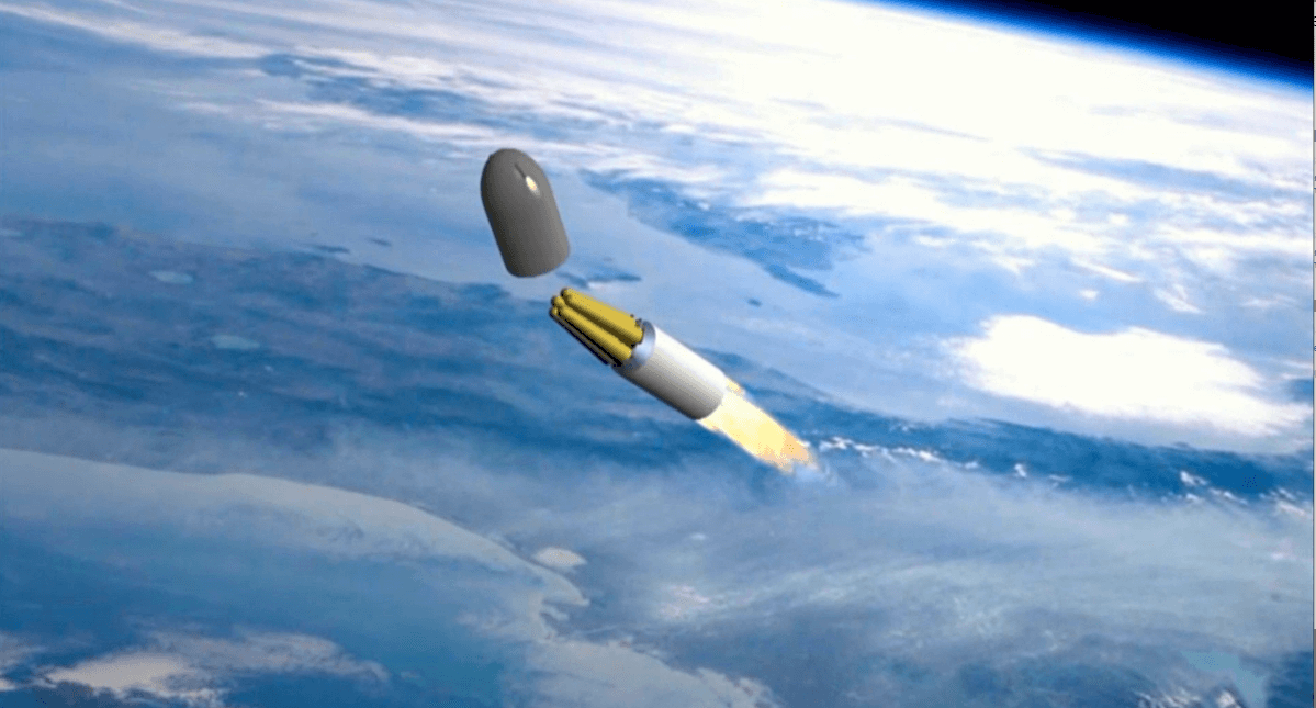 Fotograma por computadora que muestra el lanzamiento del misil Sarmat. (EFE) 