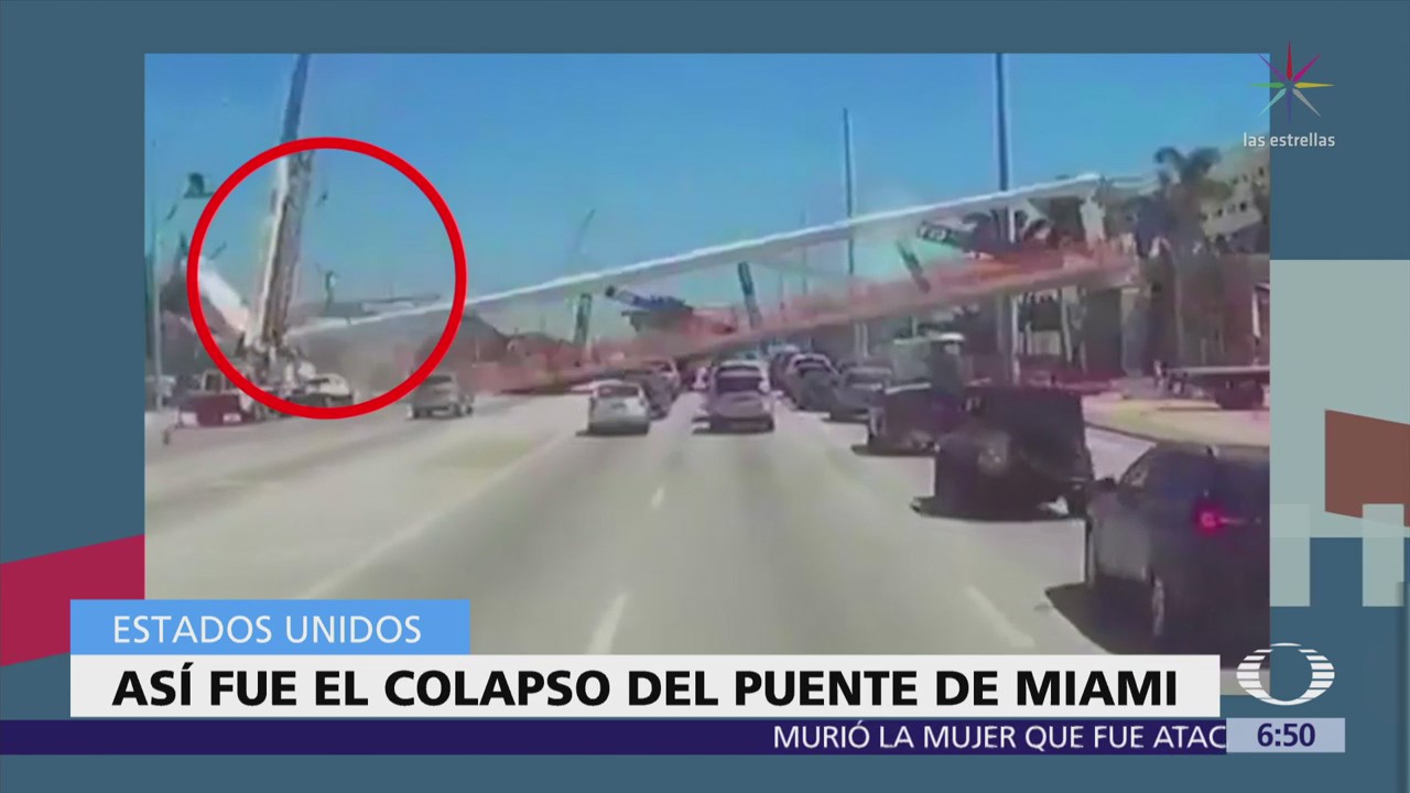Graban en video momento en que se derrumbó puente peatonal de Miami
