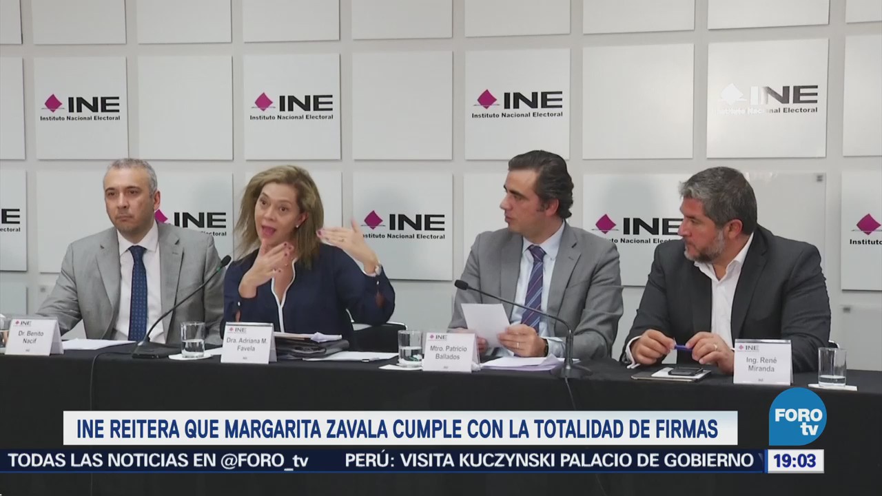 INE ratifica que Margarita Zavala cumple con requisito de firmas