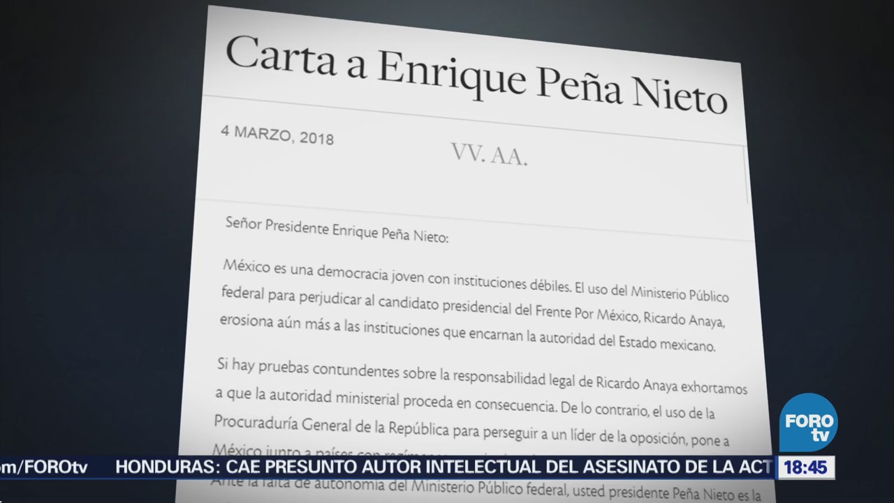 Intelectuales mandan una carta para Peña Nieto