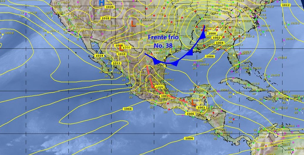 Frente frío 38 provocará tormentas con granizo en el oriente, centro y sureste de México