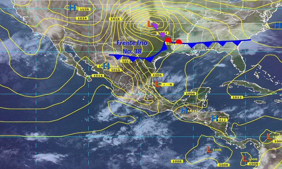 Frente frío 38 provocará tormentas y fuertes vientos en la noreste y oriente de México