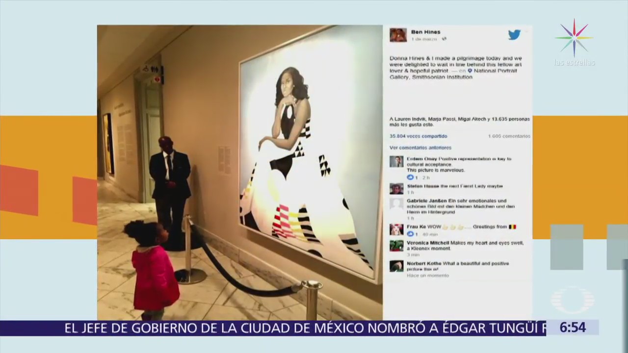 Michelle Obama se reúne con bebé que miró atónita retrato de la ex primera dama