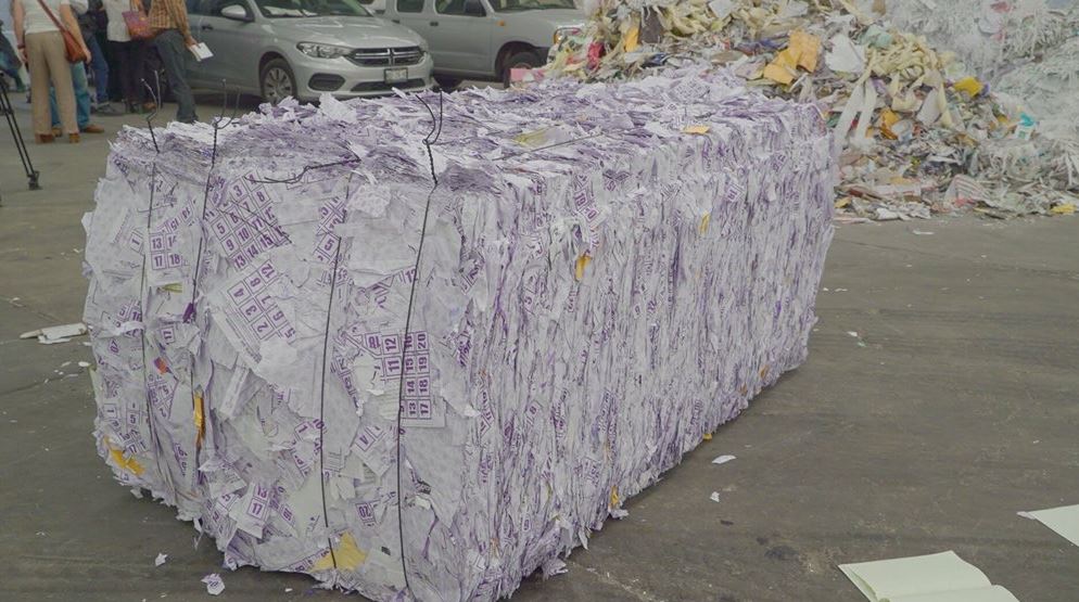Destruyen toneladas de papel y cartón sobrantes del proceso electoral en 2014
