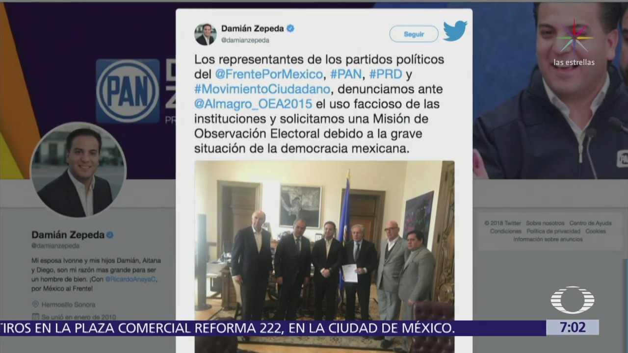 'Por México al Frente' denuncia ante OEA ataques contra Ricardo Anaya
