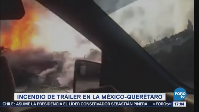 Incendia Tráiler Carretera México Querétaro
